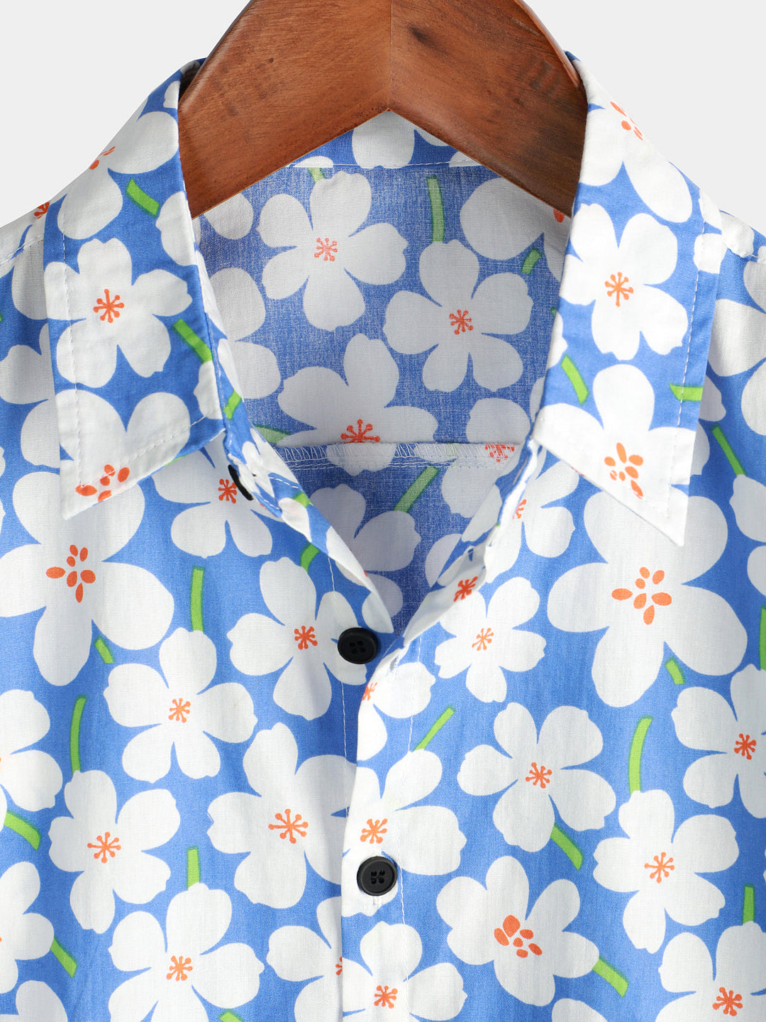 Chemise à manches courtes bleu clair à imprimé floral pour hommes