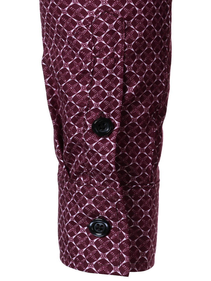 Chemise rouge à manches longues et imprimé géométrique pour homme