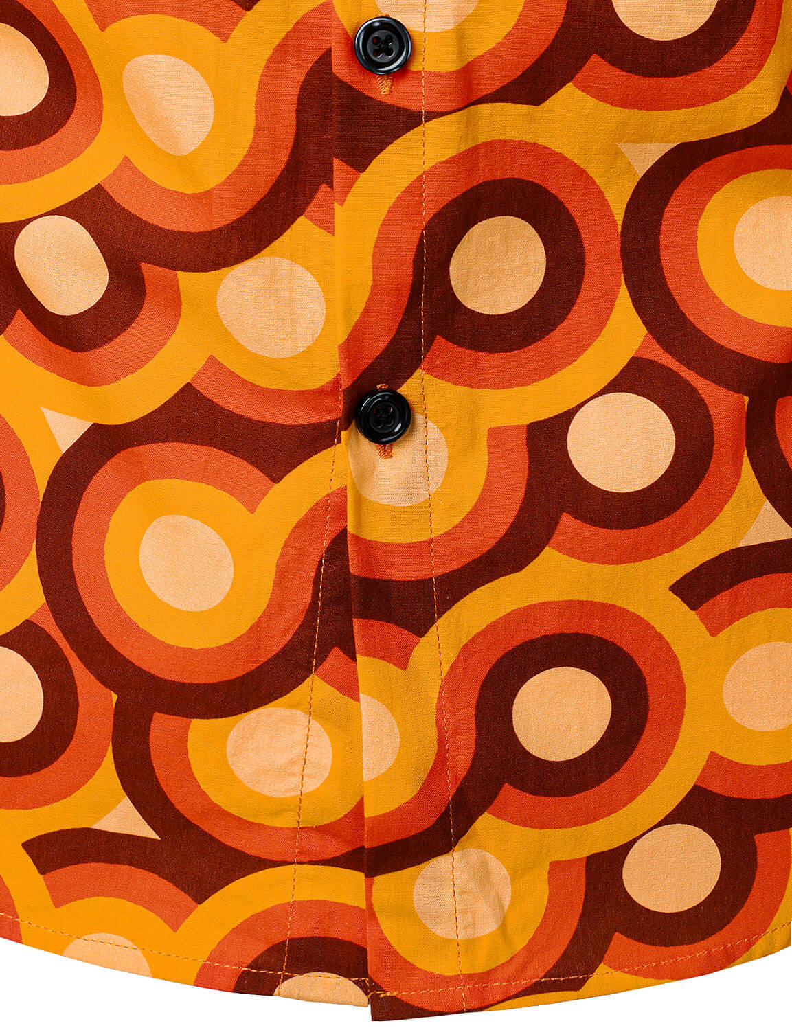 Chemise à manches longues à boutons rétro orange des années 70 pour homme, motif géométrique vintage
