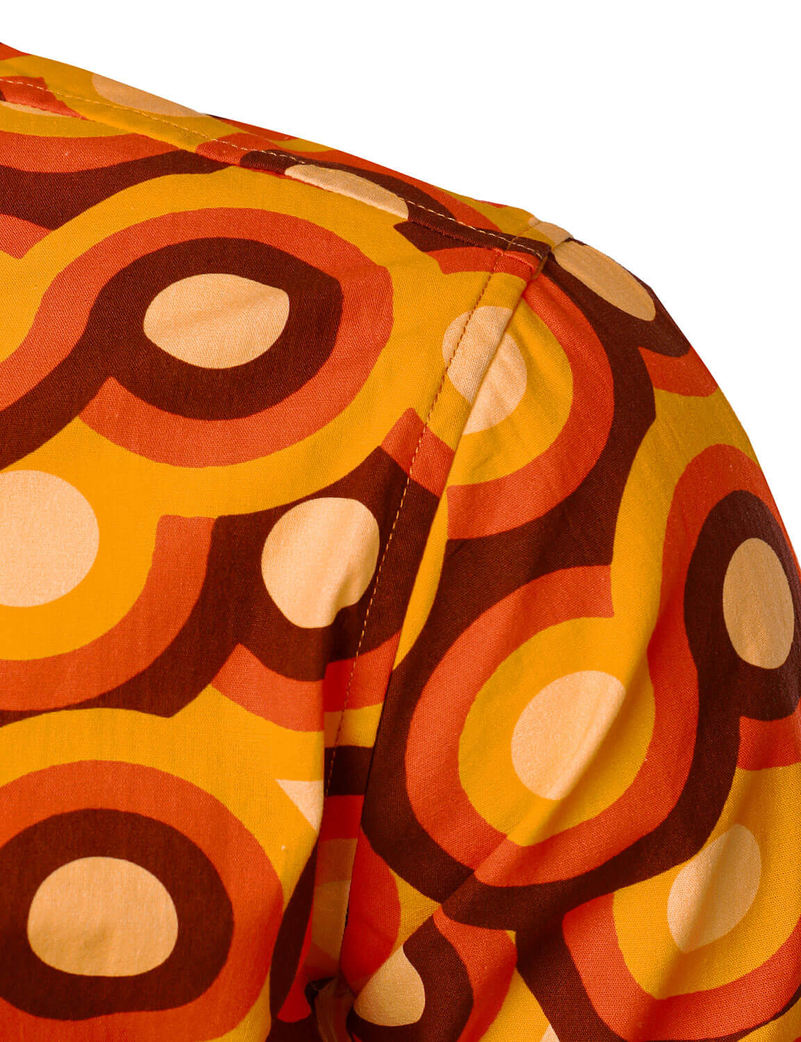 Chemise à manches longues à boutons rétro orange des années 70 pour homme, motif géométrique vintage