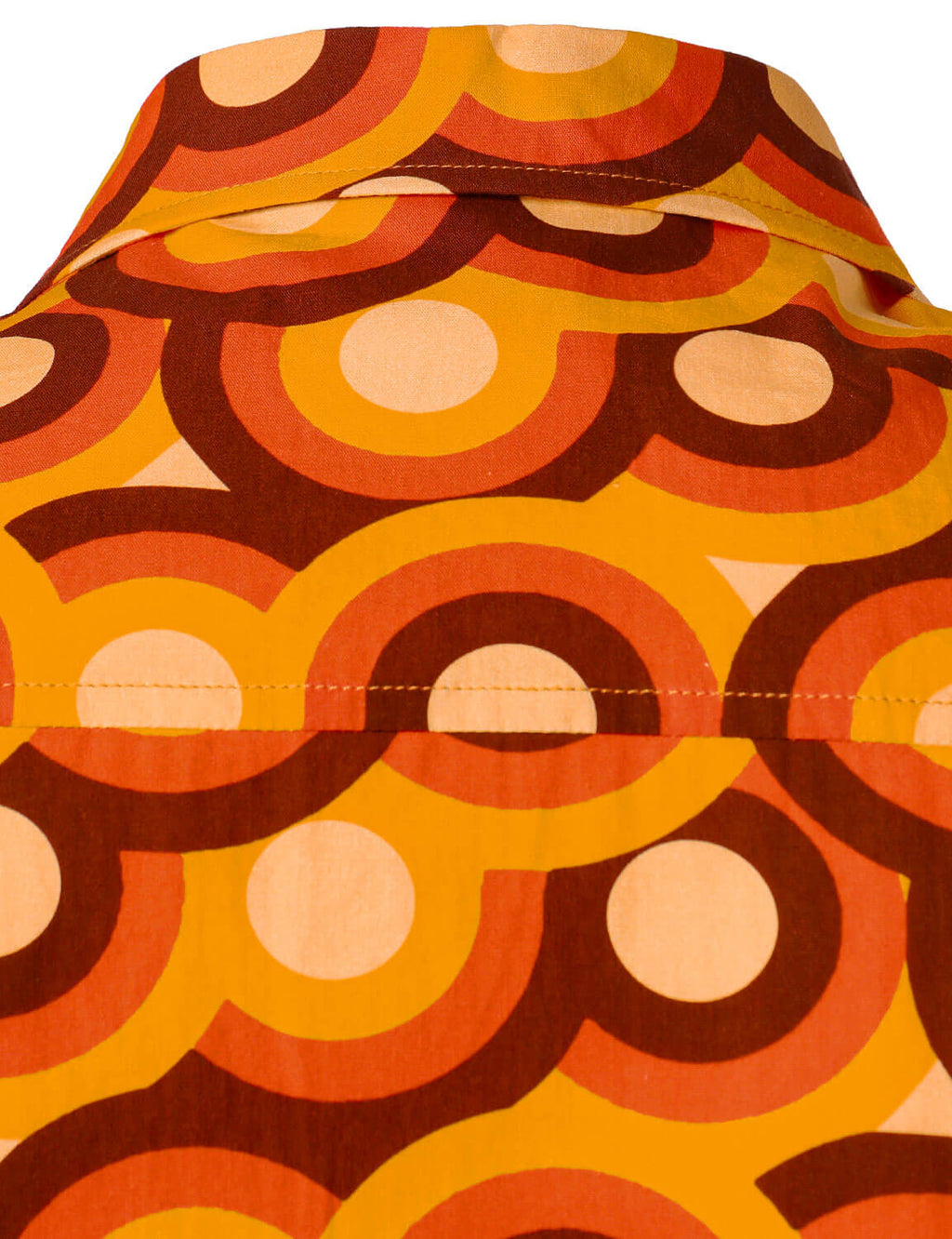 Chemise à manches longues à boutons rétro orange des années 70 pour homme, motif géométrique vintage