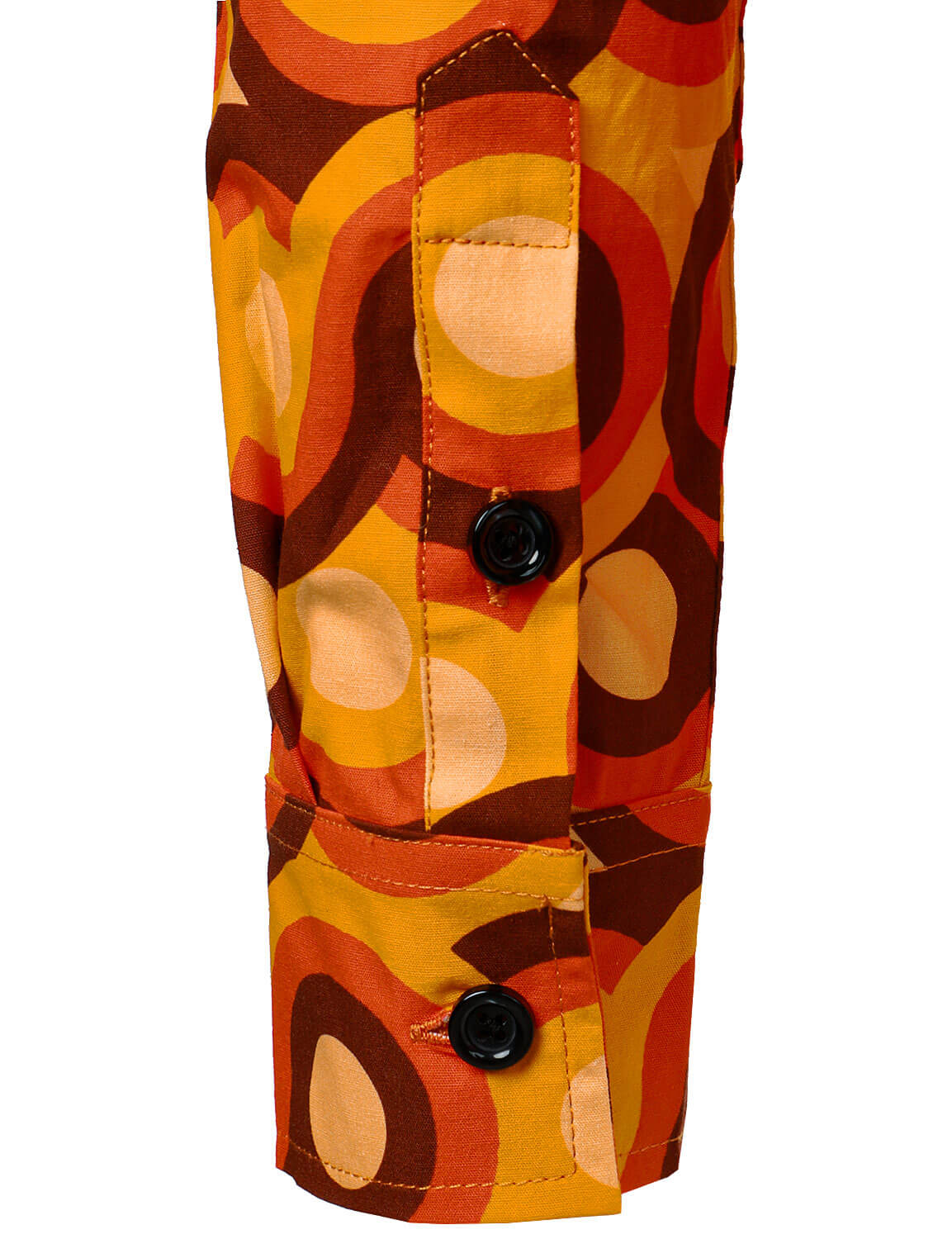 Chemise à manches longues à boutons rétro orange des années 70 pour homme, motif géométrique vintage