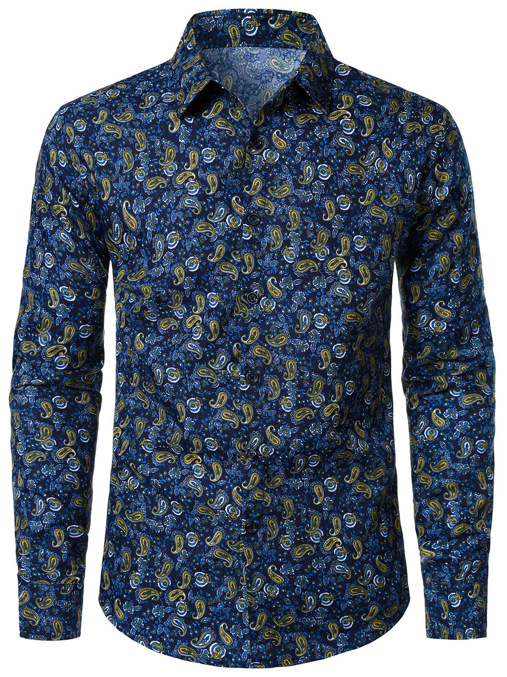 Chemise boutonnée à manches longues et motif cachemire pour homme
