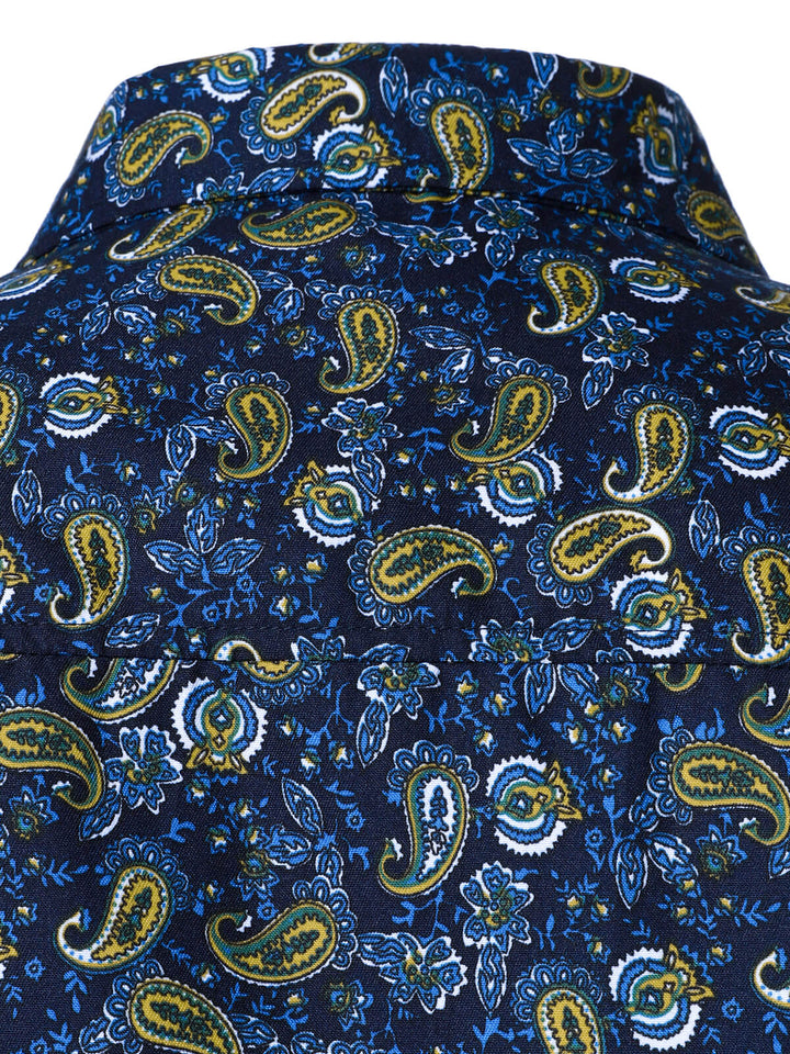 Chemise boutonnée à manches longues et motif cachemire pour homme