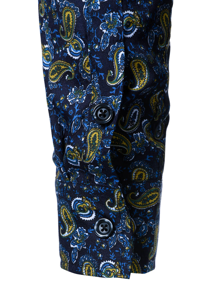 Chemise boutonnée à manches longues et motif cachemire pour homme