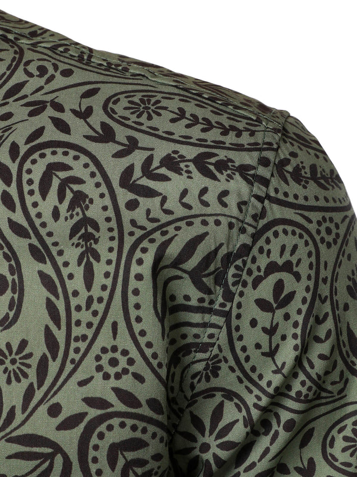 Chemise à manches longues en coton respirant à motif cachemire rétro pour homme