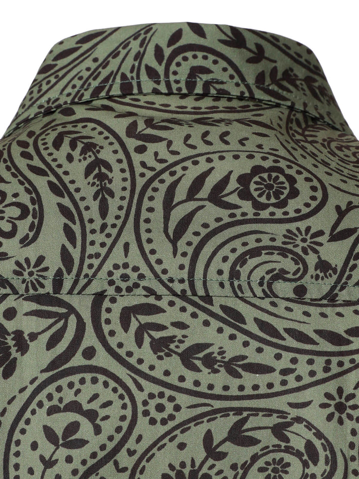 Chemise à manches longues en coton respirant à motif cachemire rétro pour homme