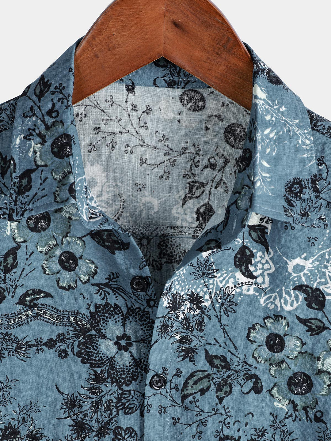 Chemise de vacances à manches courtes bleue à imprimé floral pour homme