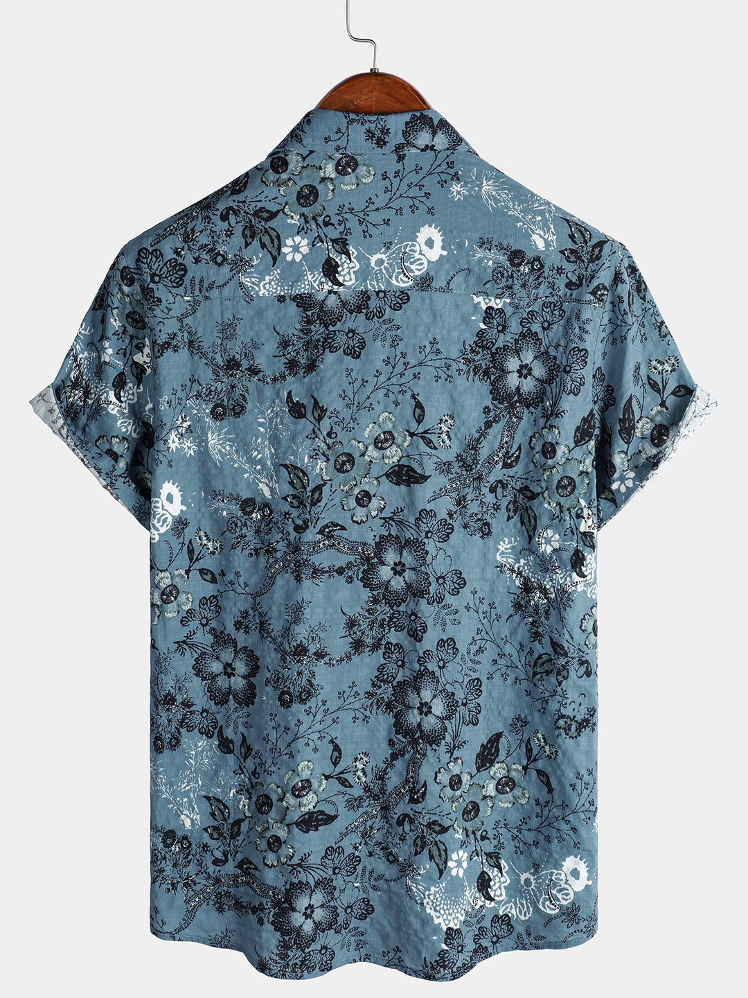Chemise de vacances à manches courtes bleue à imprimé floral pour homme