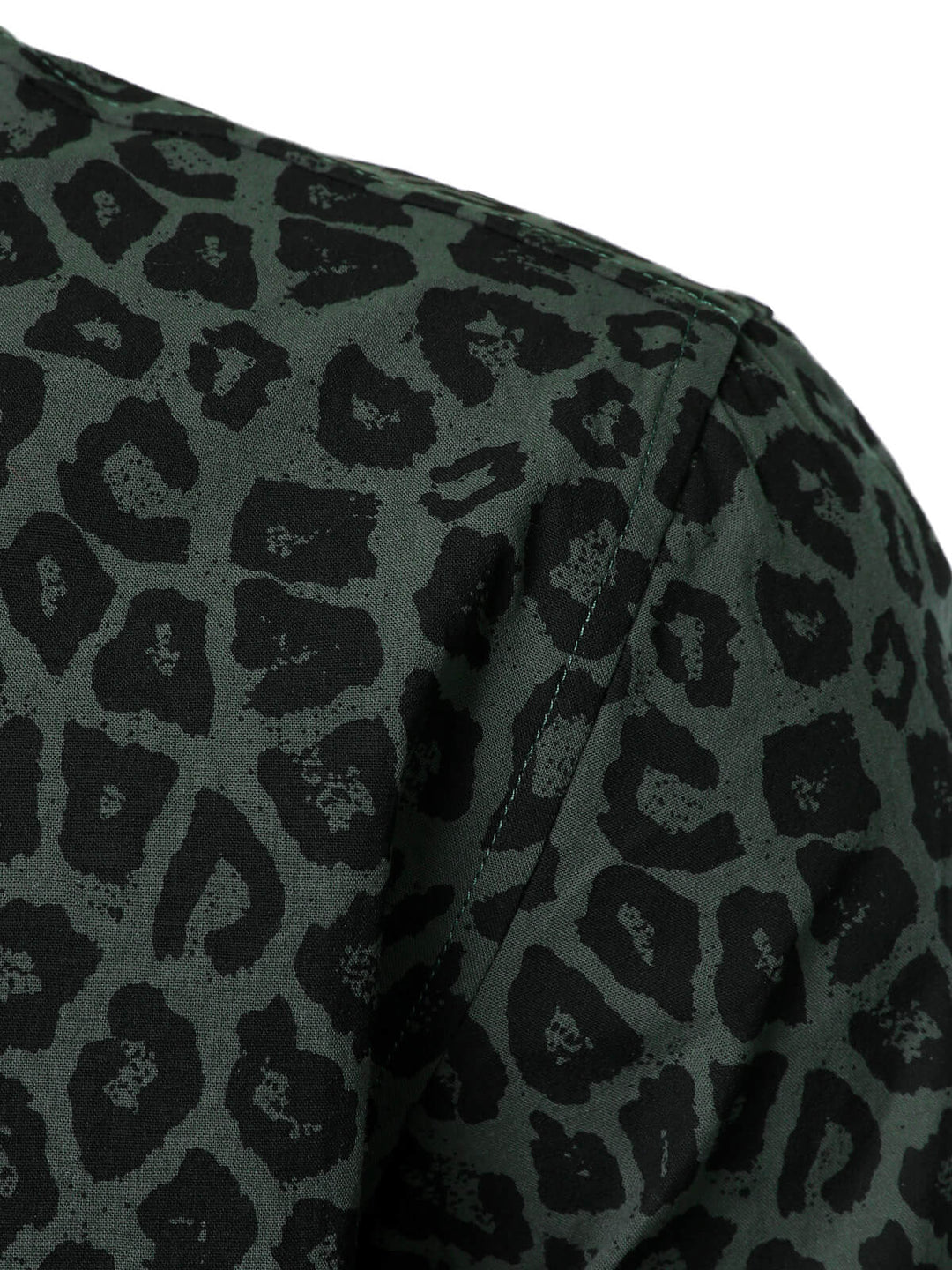 Chemise à manches longues en coton à imprimé léopard vert pour homme