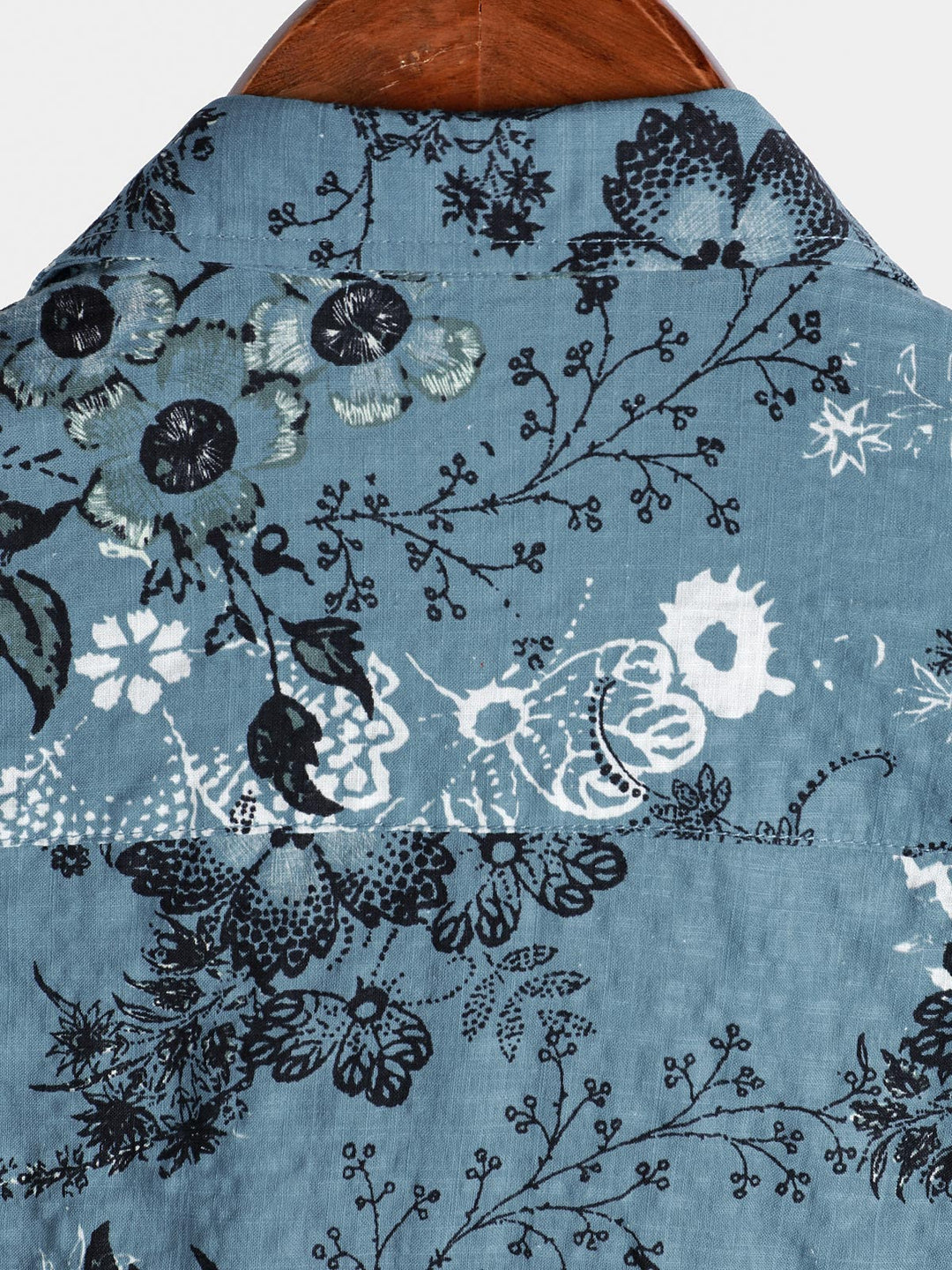 Chemise de vacances à manches courtes bleue à imprimé floral pour homme