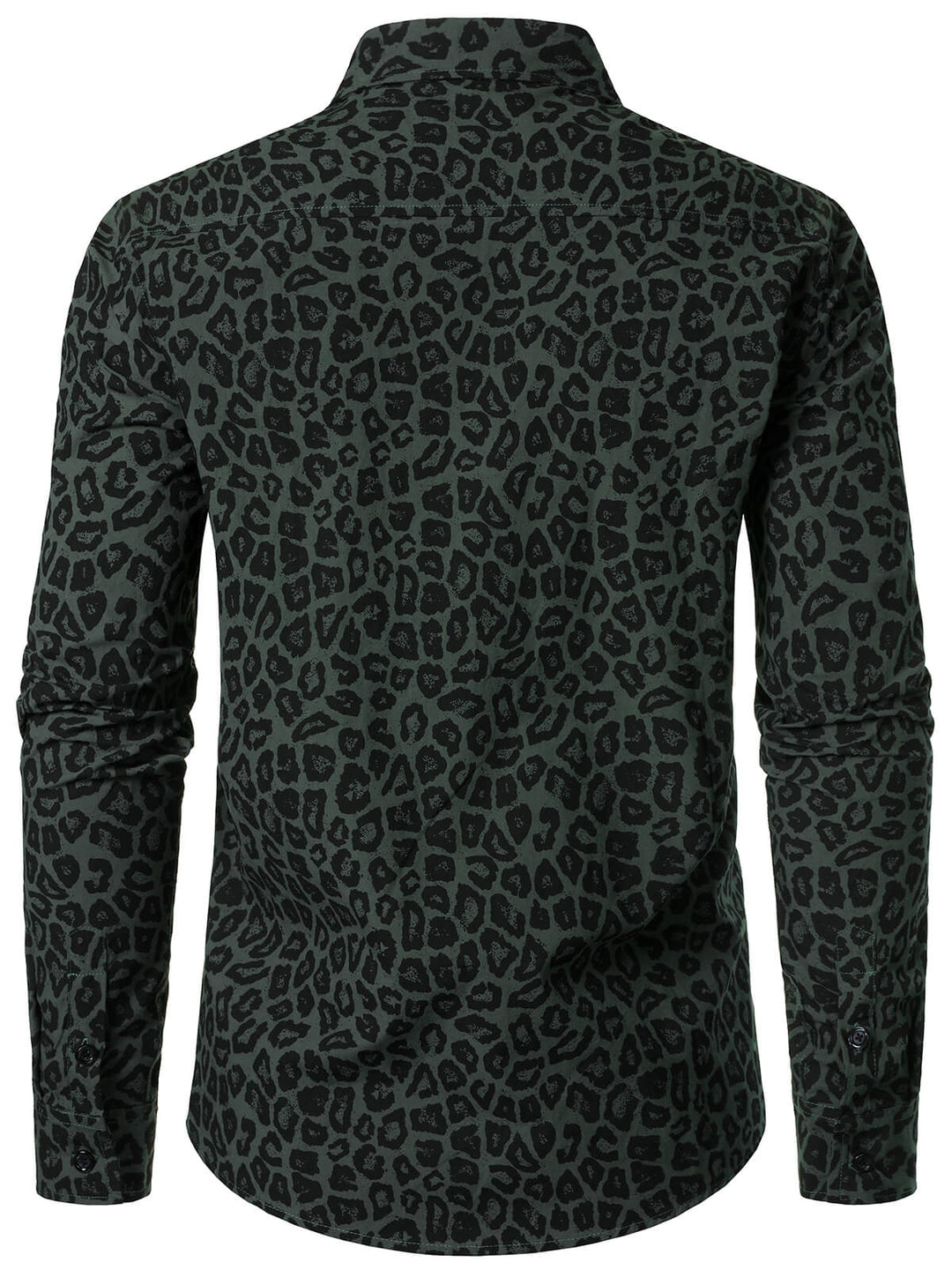 Chemise à manches longues en coton à imprimé léopard vert pour homme