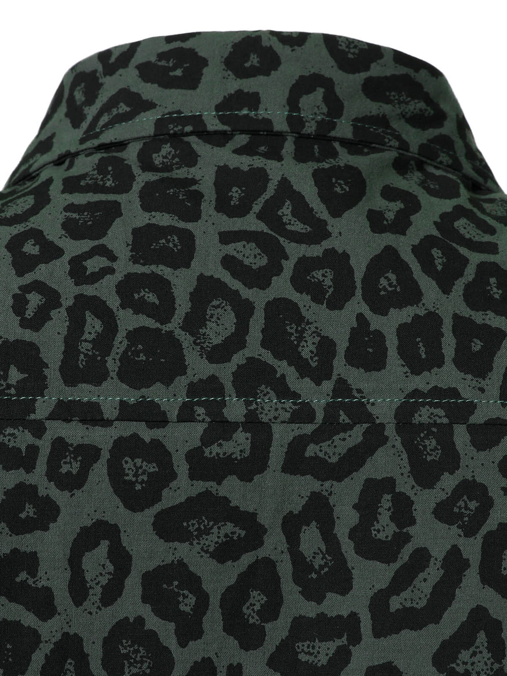 Chemise à manches longues en coton à imprimé léopard vert pour homme