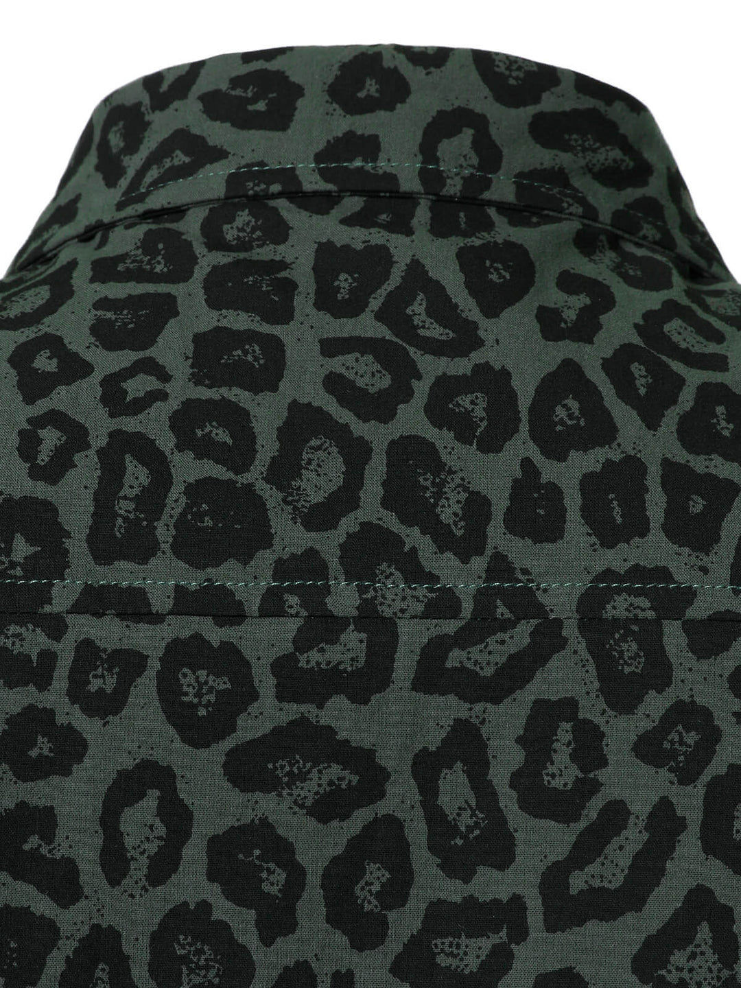 Chemise à manches longues en coton à imprimé léopard vert pour homme