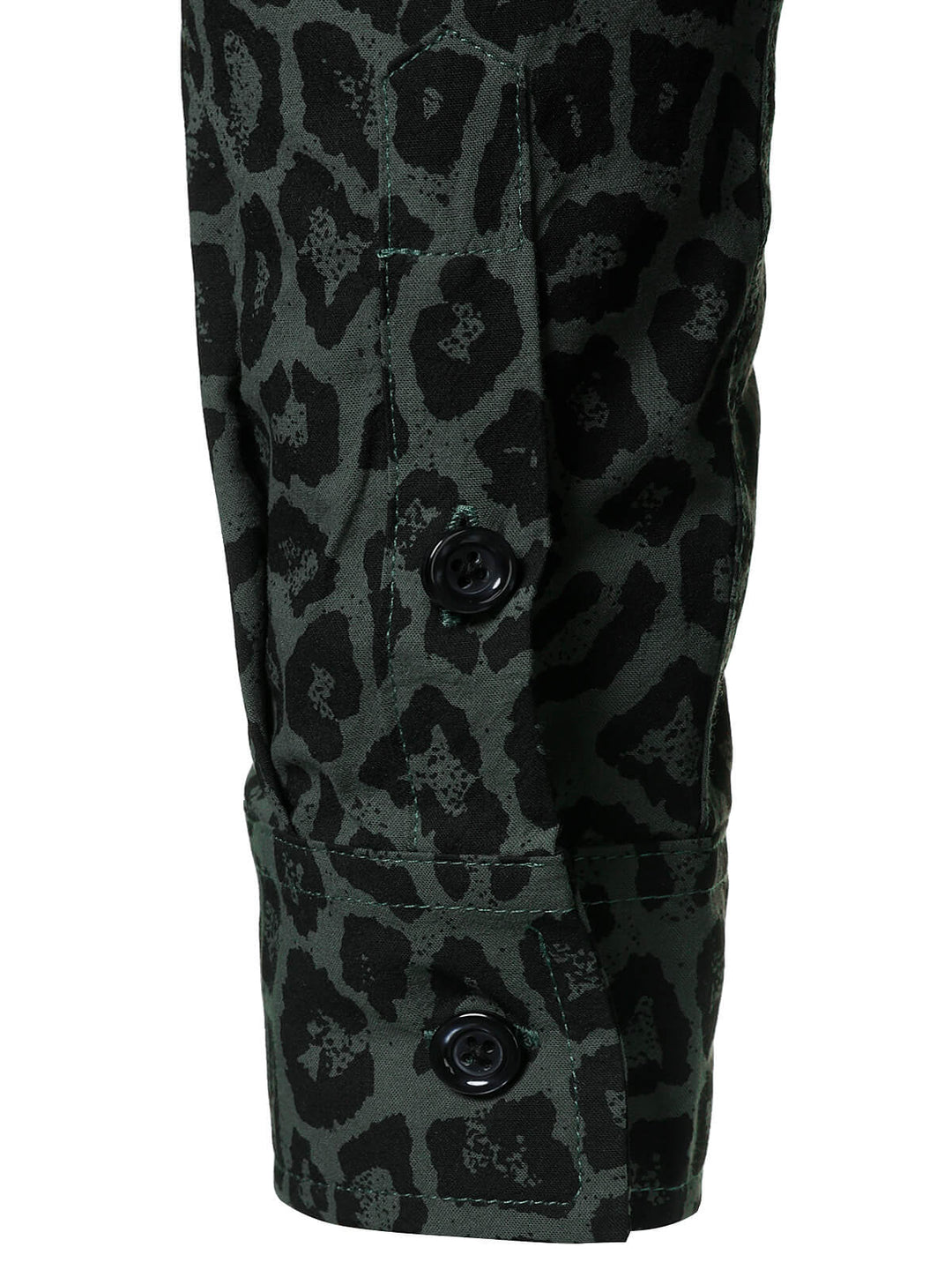 Chemise à manches longues en coton à imprimé léopard vert pour homme