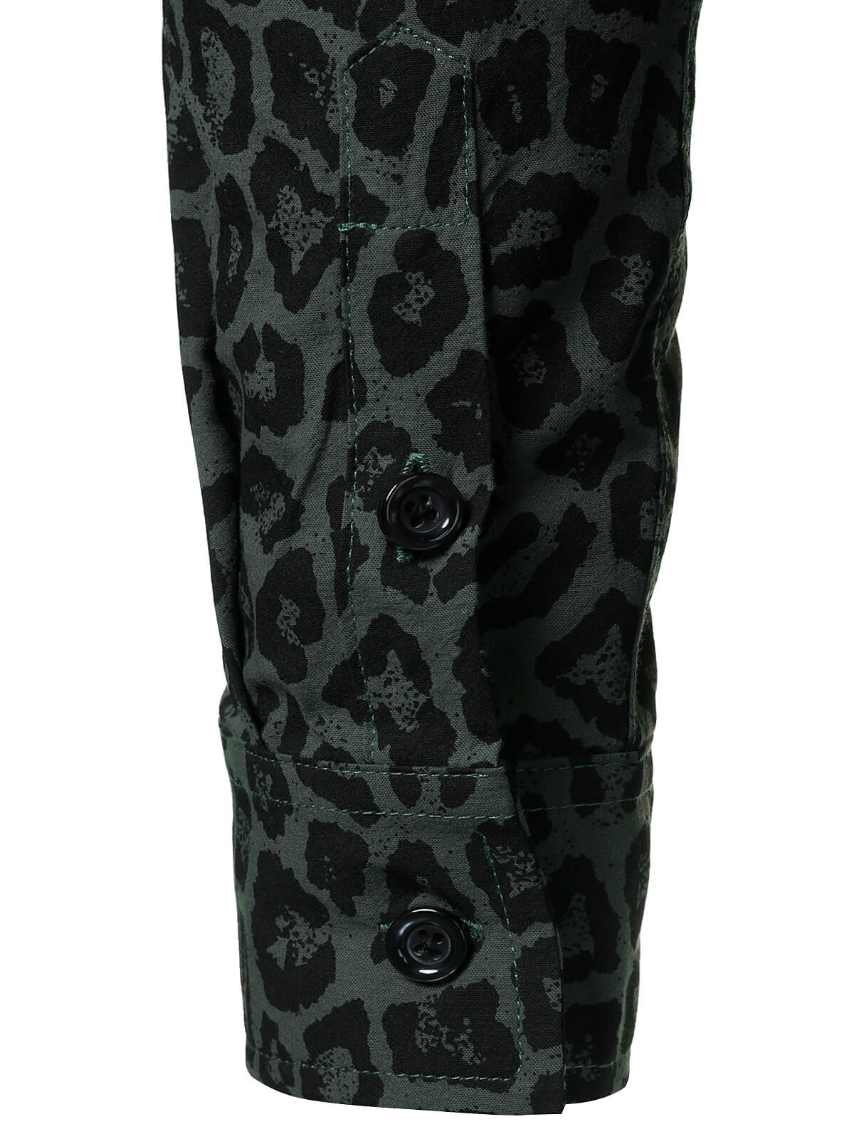 Chemise à manches longues en coton à imprimé léopard vert pour homme