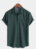 Chemise de Homme Casual de Vacances à Manches Courtes Verte avec Boutons