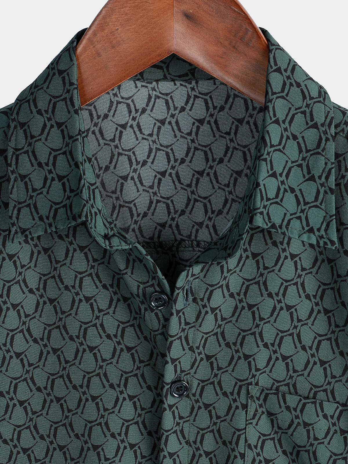 Chemise de Homme Casual de Vacances à Manches Courtes Verte avec Boutons