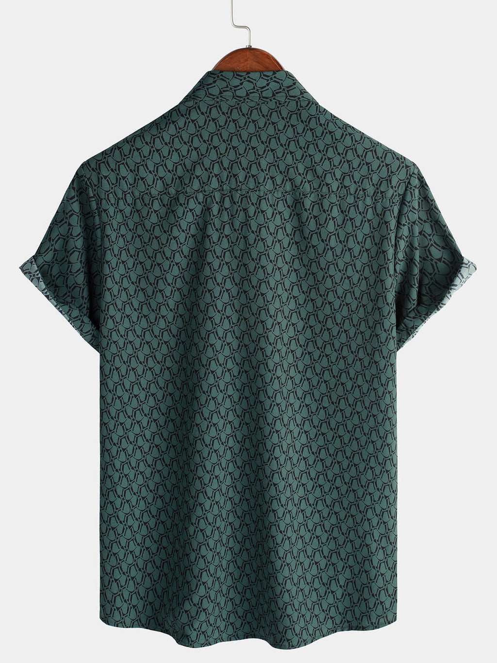 Chemise de Homme Casual de Vacances à Manches Courtes Verte avec Boutons