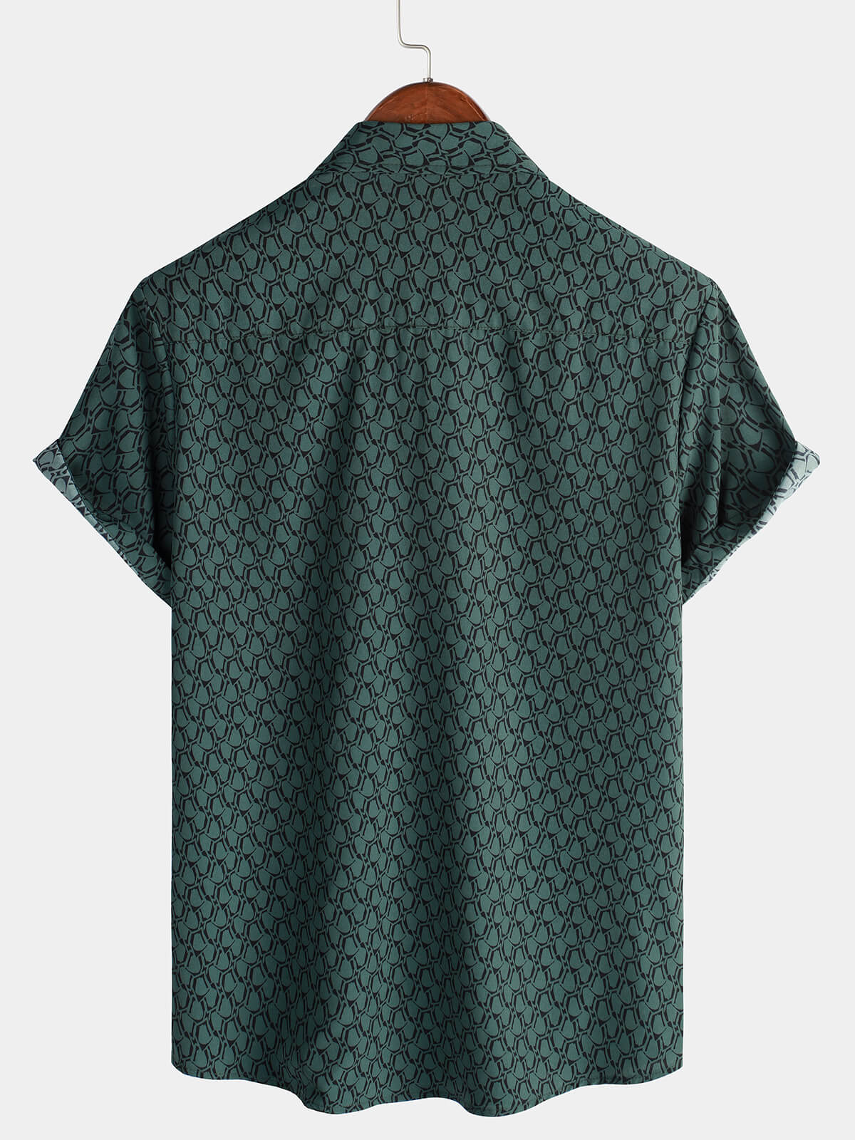 Chemise de Homme Casual de Vacances à Manches Courtes Verte avec Boutons
