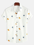 Chemise hawaïenne à manches courtes en coton blanc pour homme
