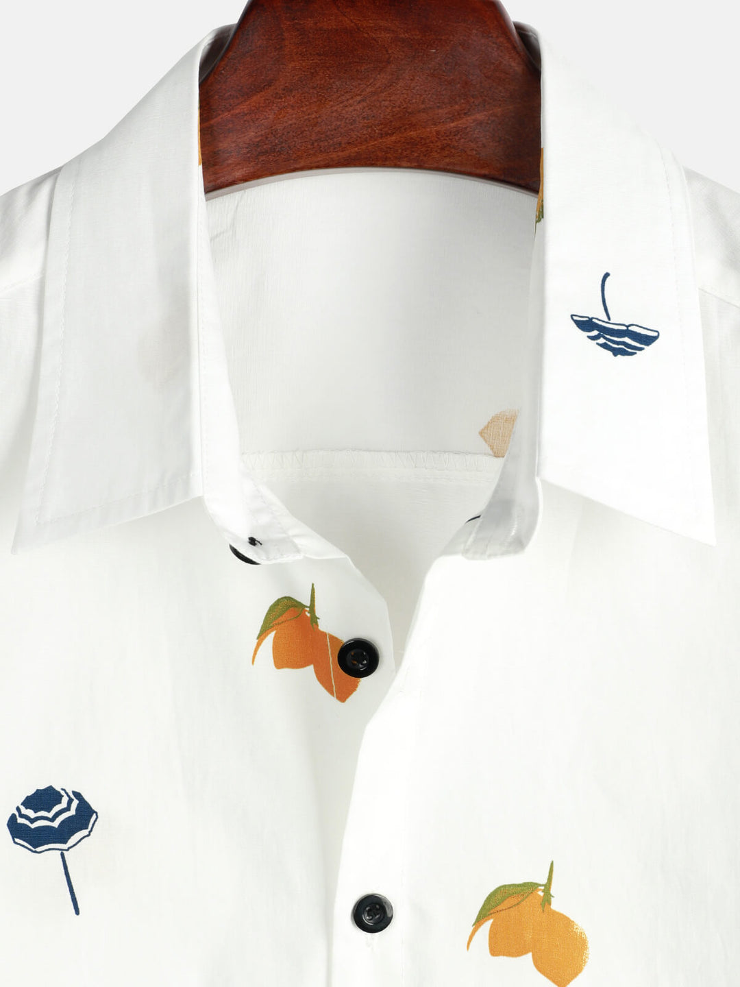 Chemise hawaïenne à manches courtes en coton blanc pour homme