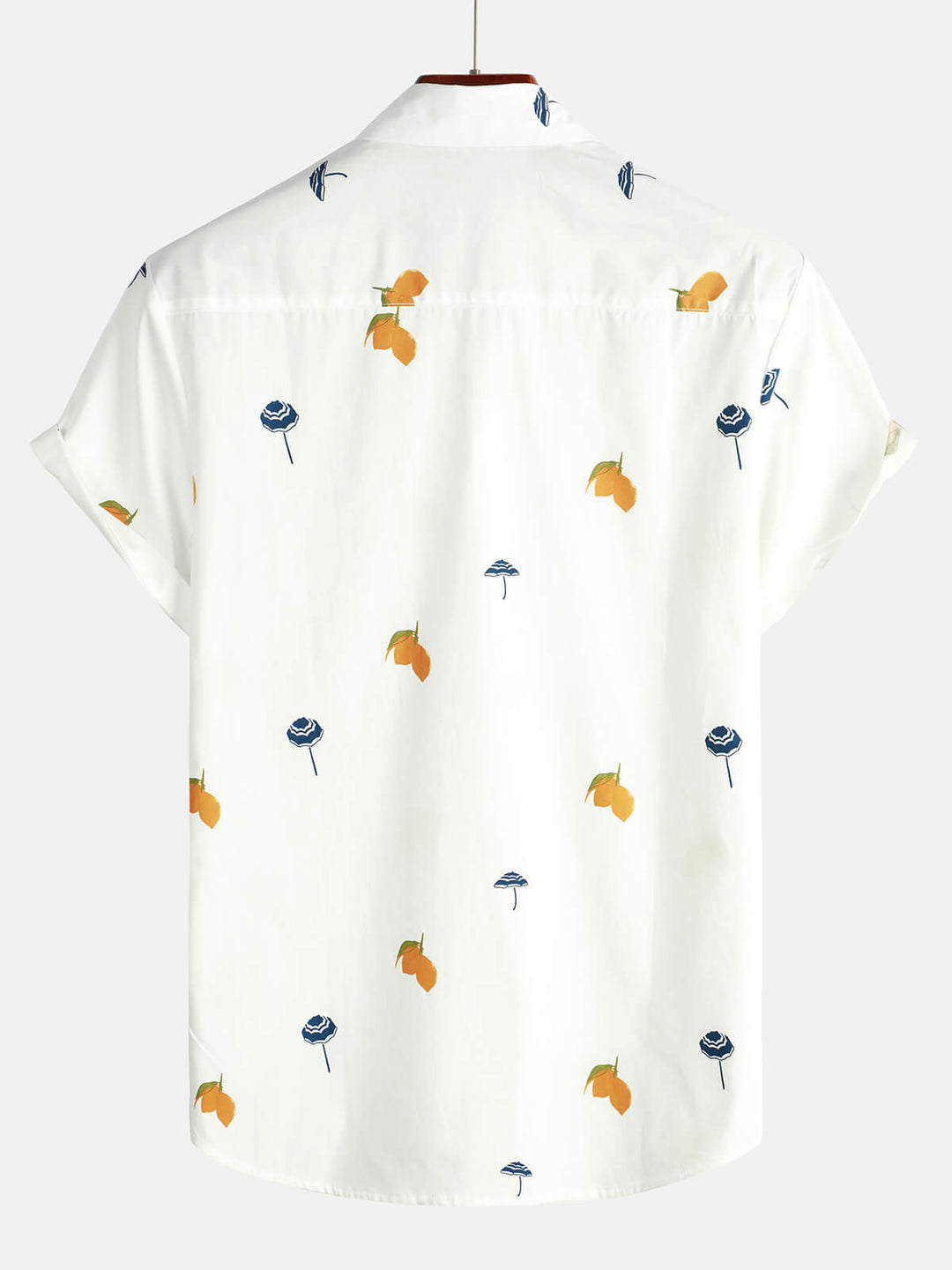 Chemise hawaïenne à manches courtes en coton blanc pour homme