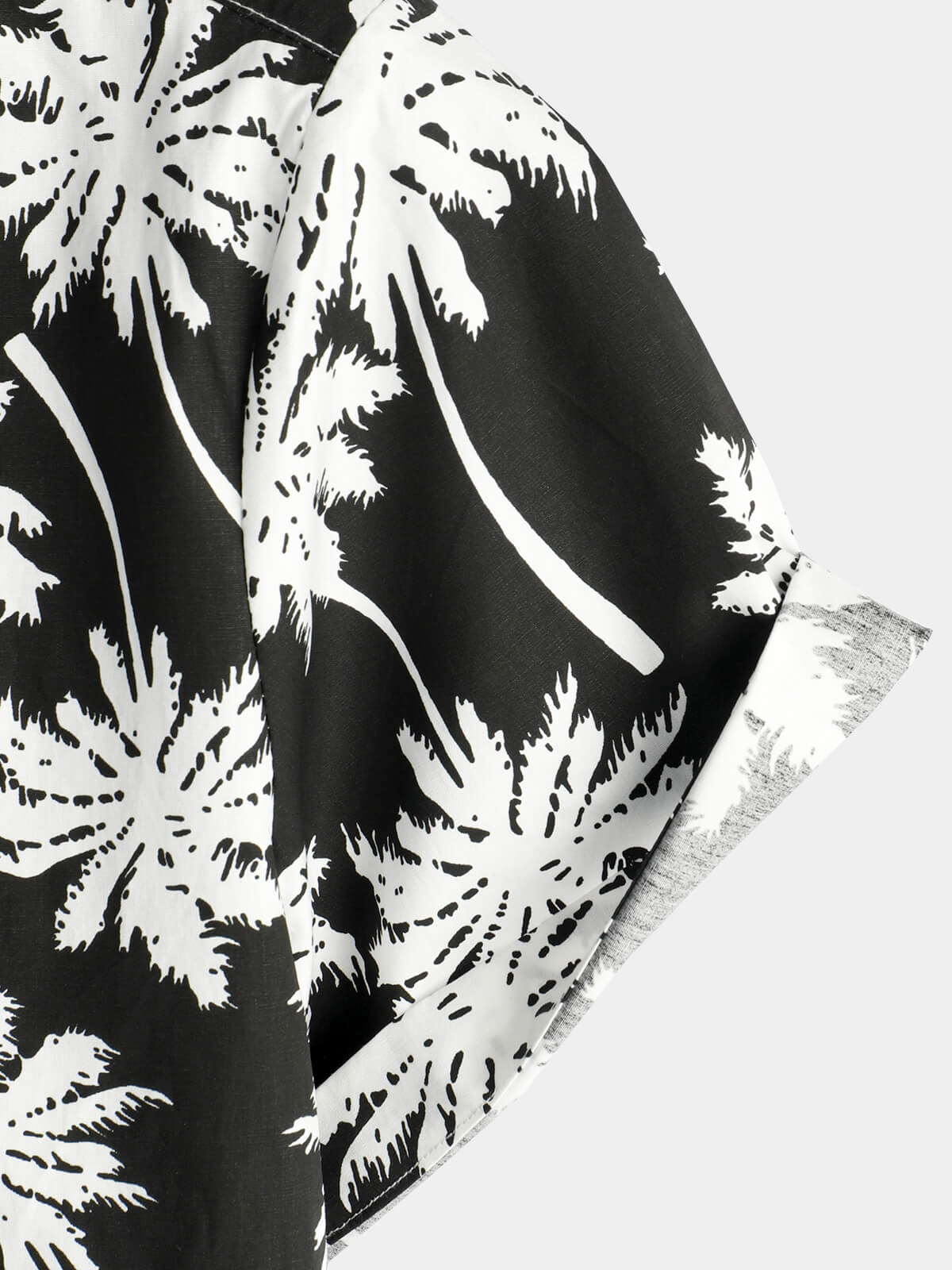Chemise d'été à manches courtes pour homme avec motif tropical noir style hawaïen de vacances boutonnée