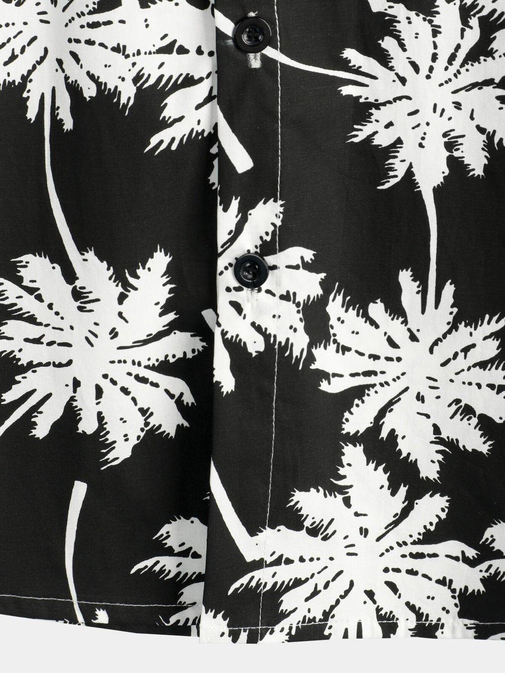 Chemise d'été à manches courtes pour homme avec motif tropical noir style hawaïen de vacances boutonnée
