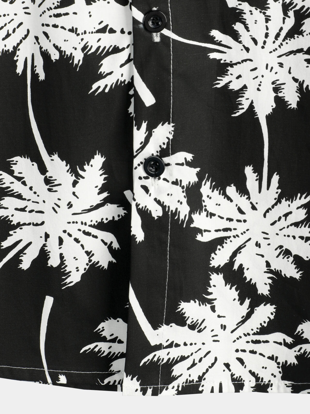 Chemise d'été à manches courtes pour homme avec motif tropical noir style hawaïen de vacances boutonnée