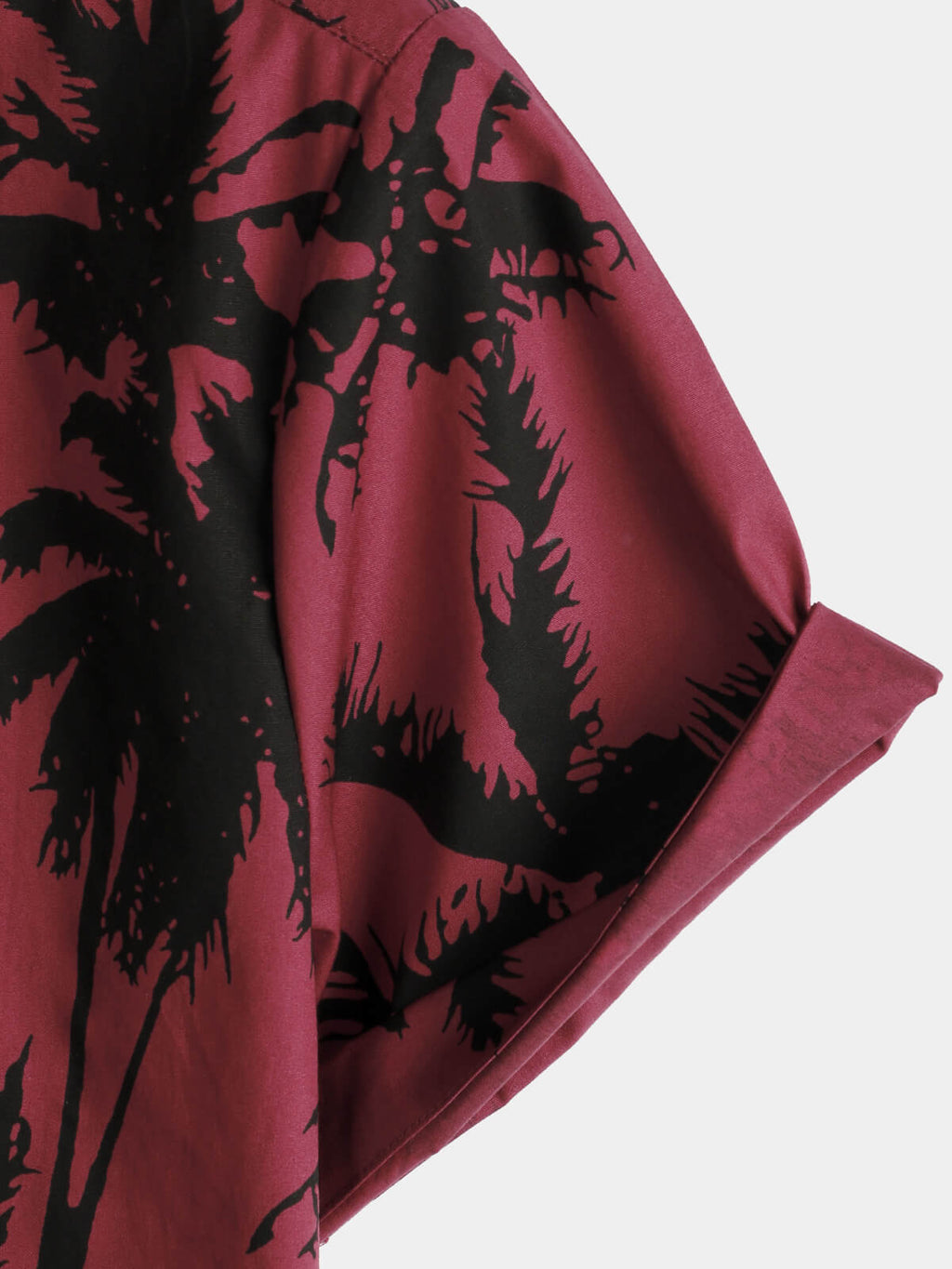 Chemise de plage bordeaux à manches courtes en coton imprimé palmiers pour homme