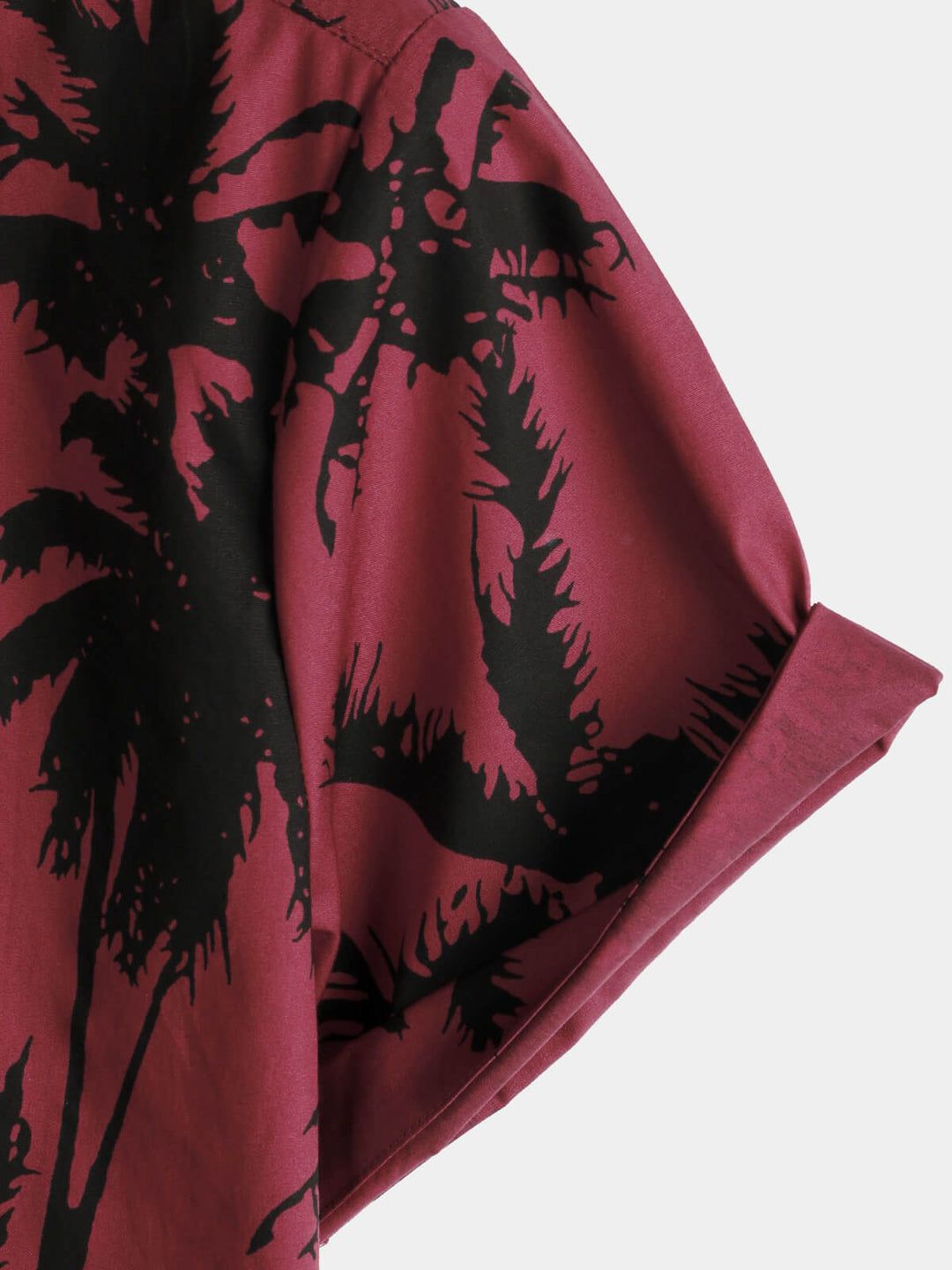 Chemise de plage bordeaux à manches courtes en coton imprimé palmiers pour homme