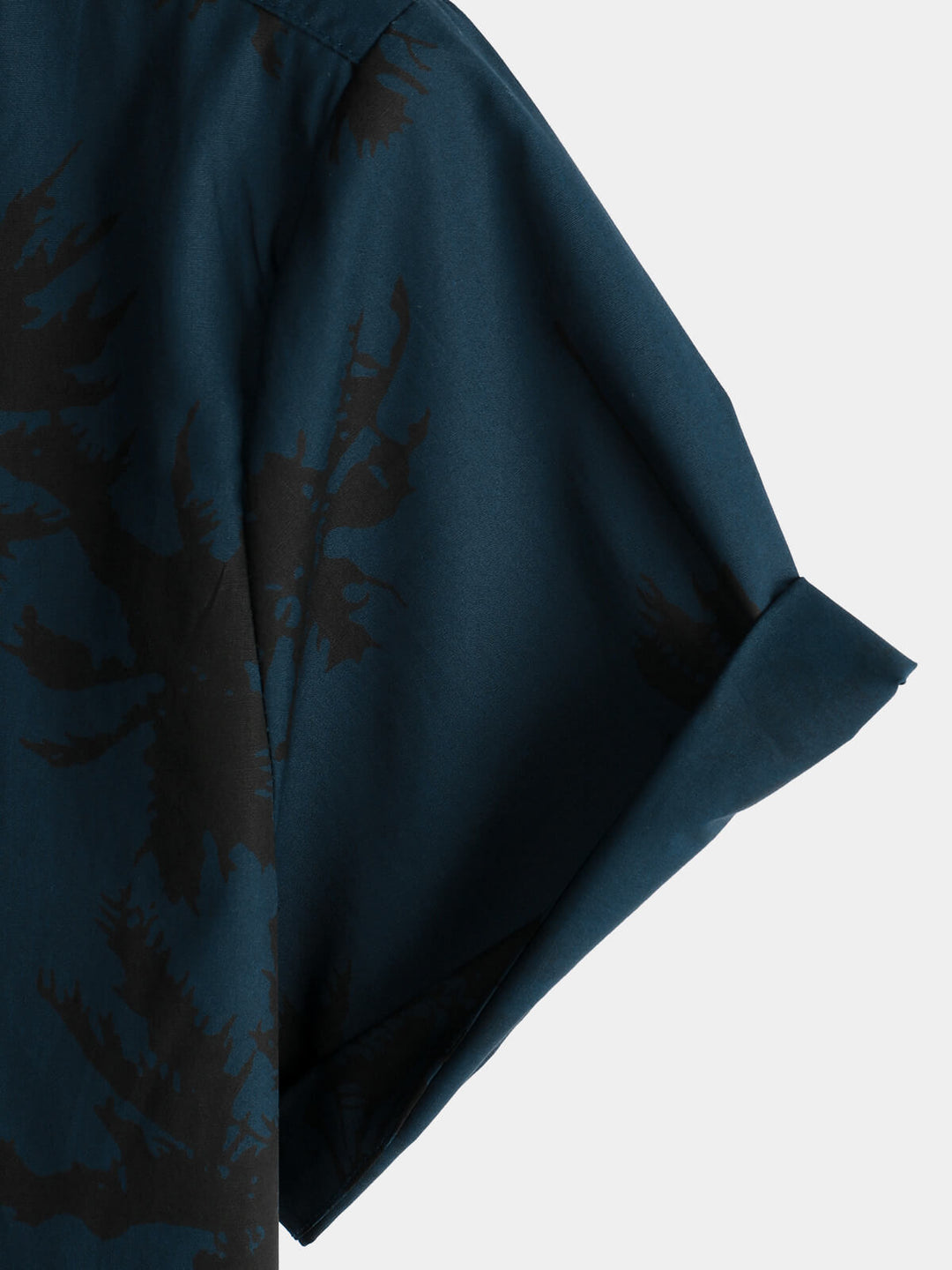 Chemise à col hawaïen bleu marine à manches courtes et imprimé palmiers pour hommes 100% coton