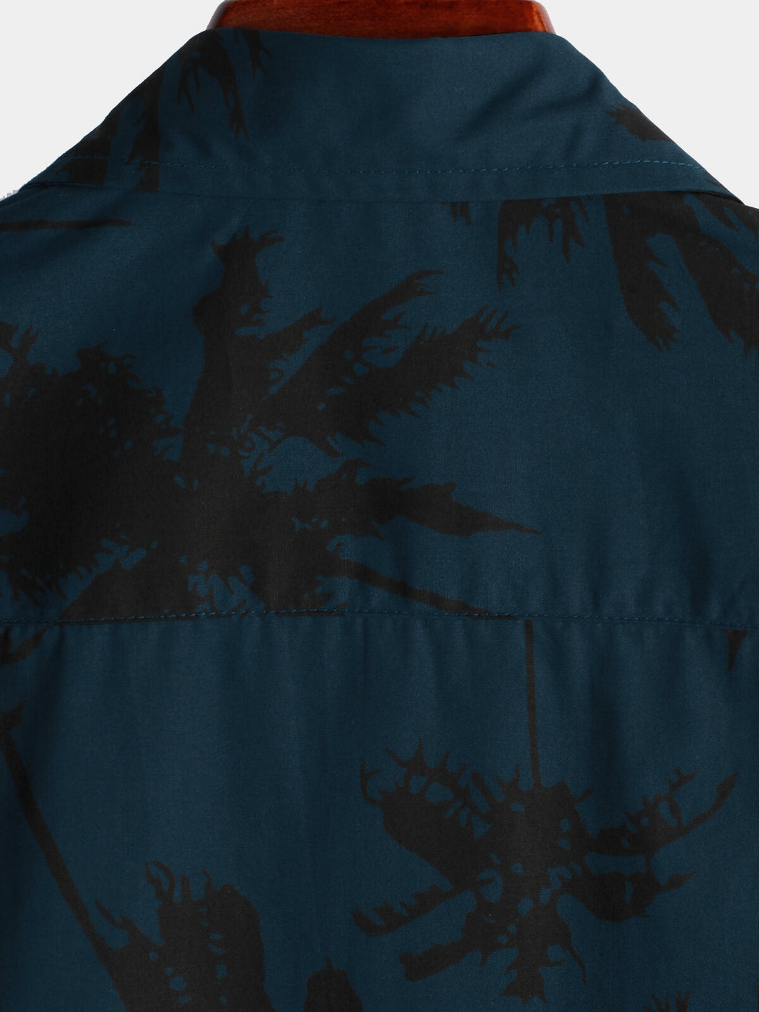 Chemise à col hawaïen bleu marine à manches courtes et imprimé palmiers pour hommes 100% coton