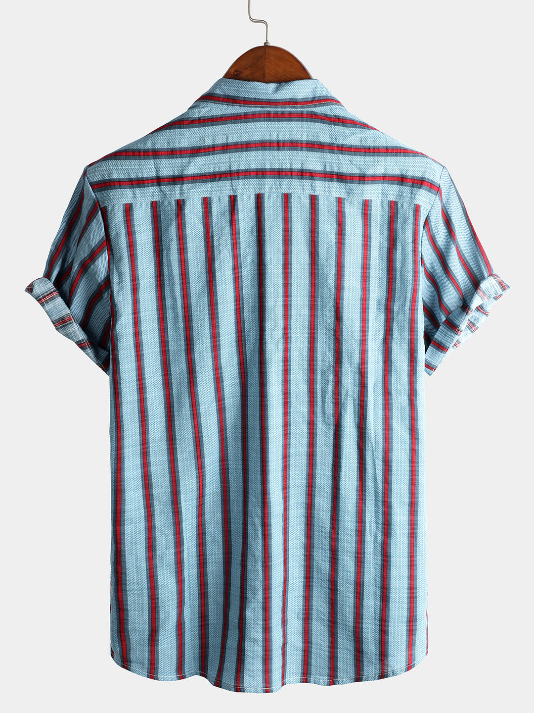 Chemise imprimée rayée à manches courtes pour hommes