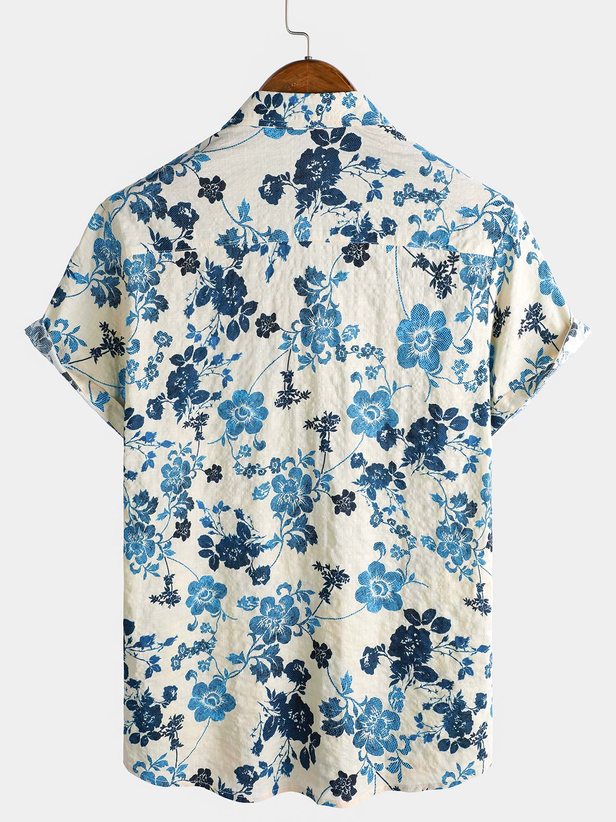 Chemise hawaïenne à manches courtes et poche pour homme, imprimé floral
