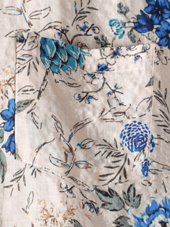 Chemise à manches courtes à imprimé floral rétro pour homme
