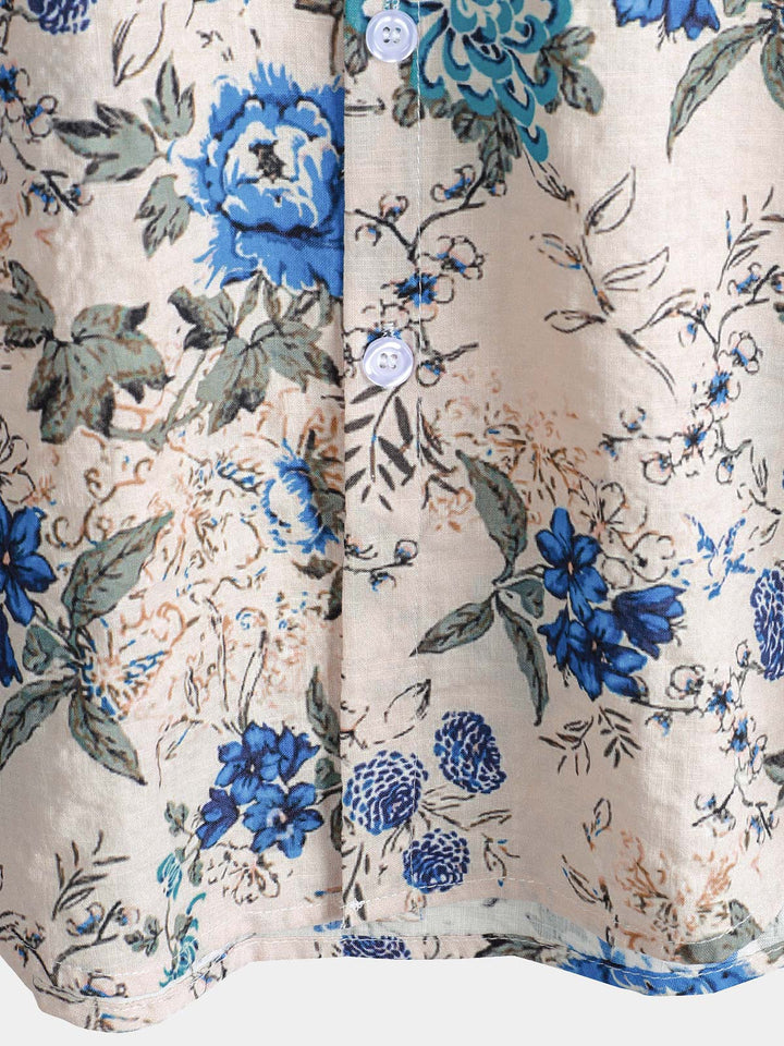 Chemise à manches courtes à imprimé floral rétro pour homme