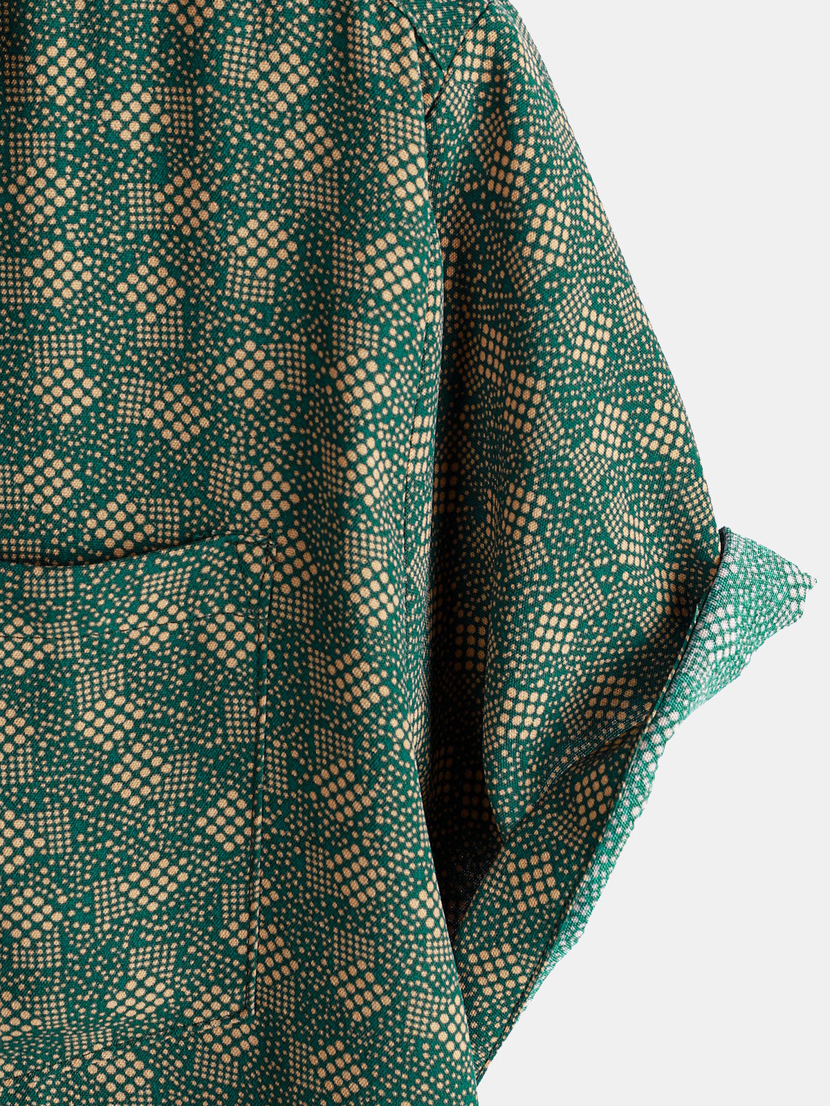 Chemise à manches courtes et poche verte à imprimé géométrique rétro pour homme