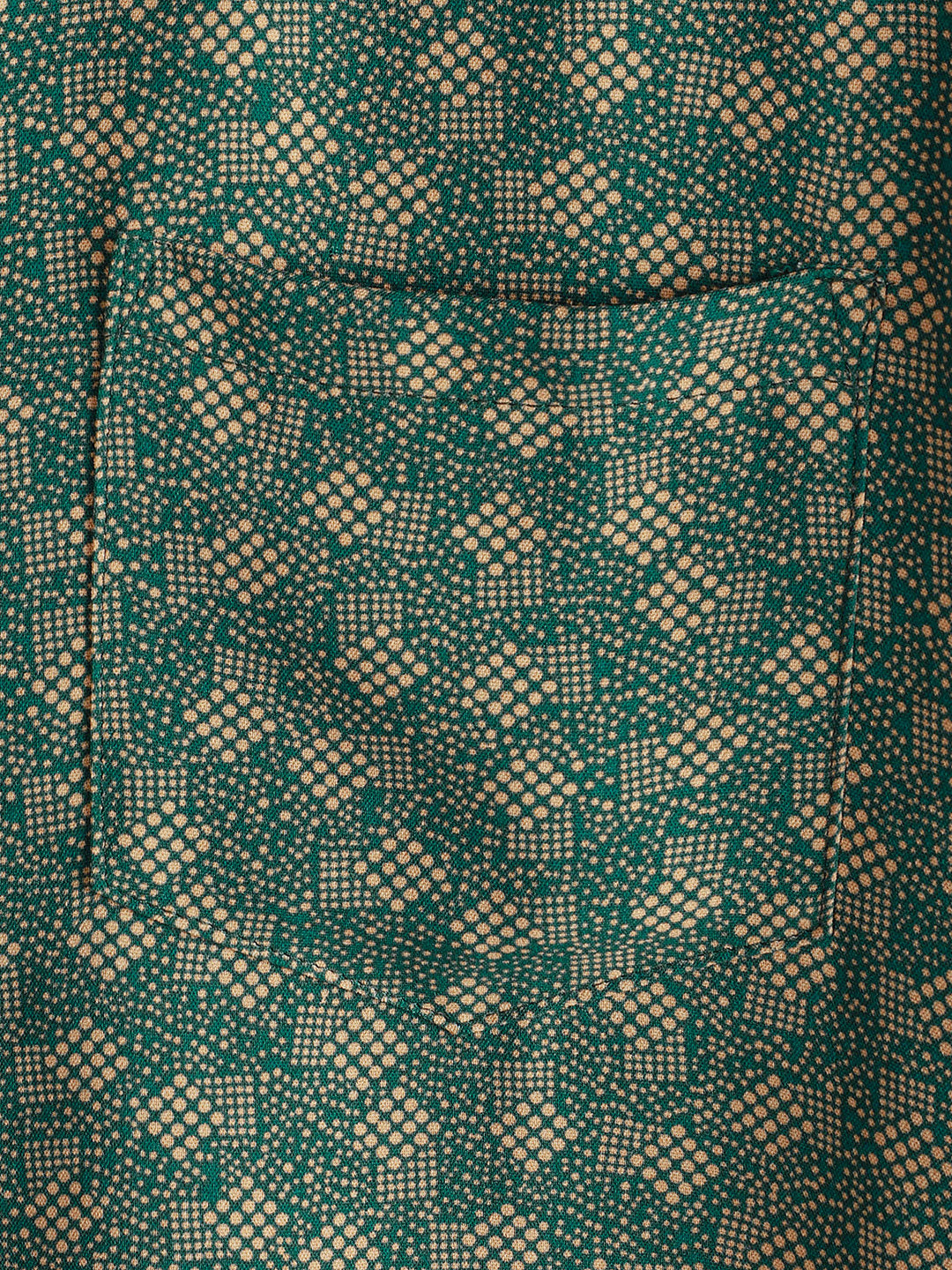 Chemise à manches courtes et poche verte à imprimé géométrique rétro pour homme