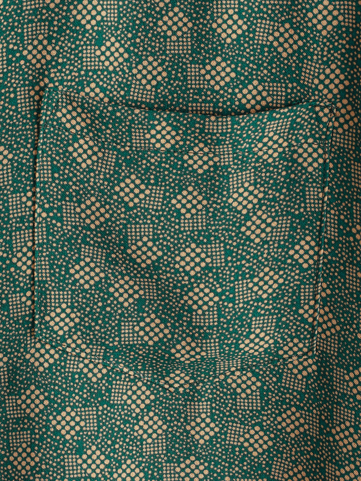 Chemise à manches courtes et poche verte à imprimé géométrique rétro pour homme