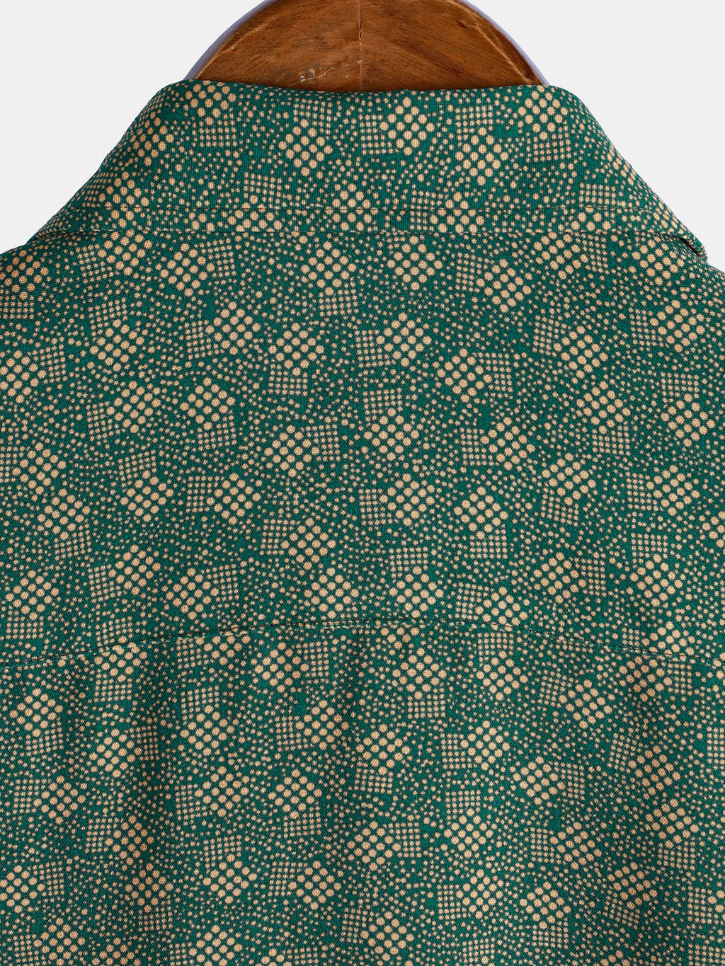 Chemise à manches courtes et poche verte à imprimé géométrique rétro pour homme