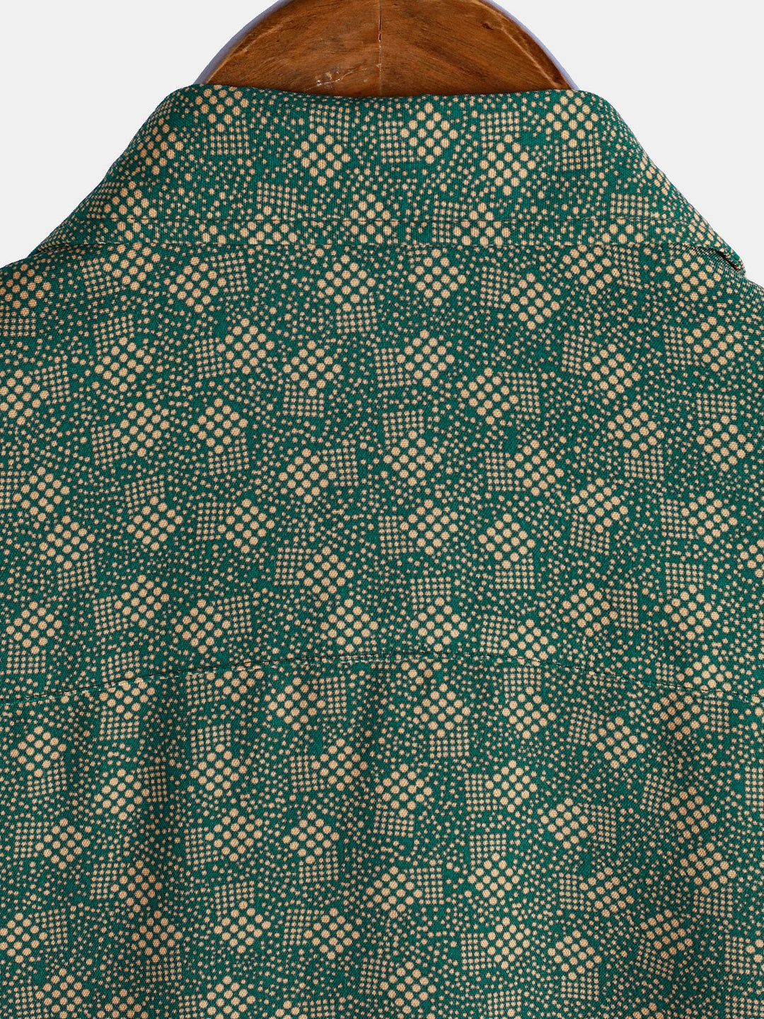 Chemise à manches courtes et poche verte à imprimé géométrique rétro pour homme