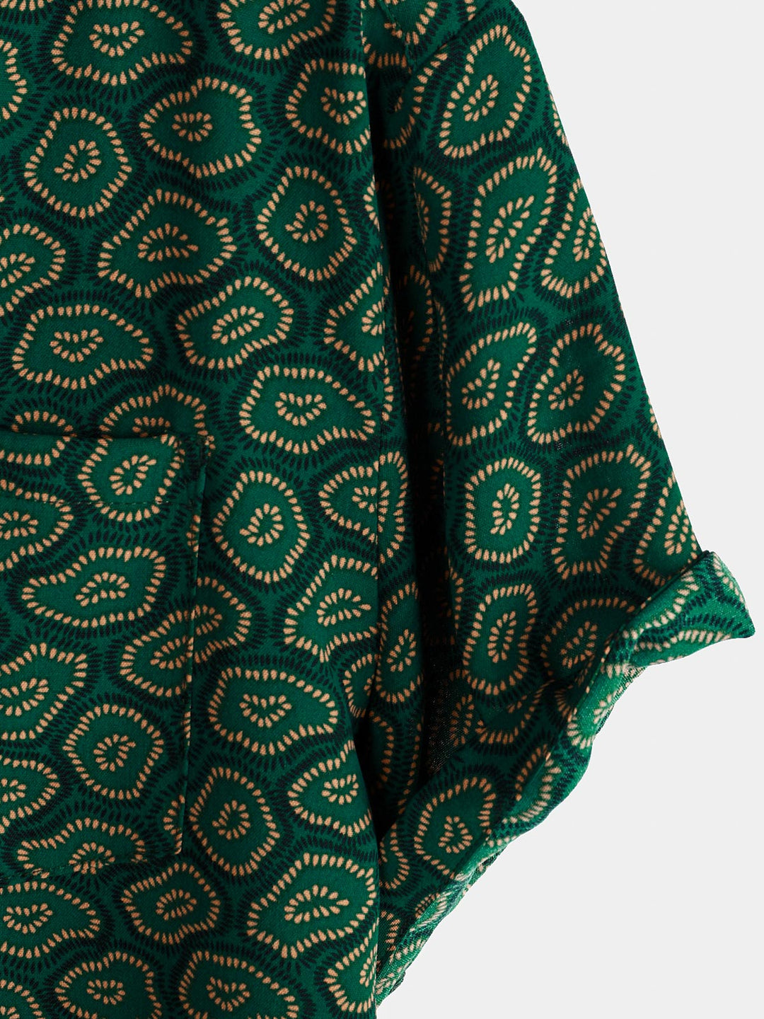 Chemise à manches courtes et poche pour homme, motif abstrait vert