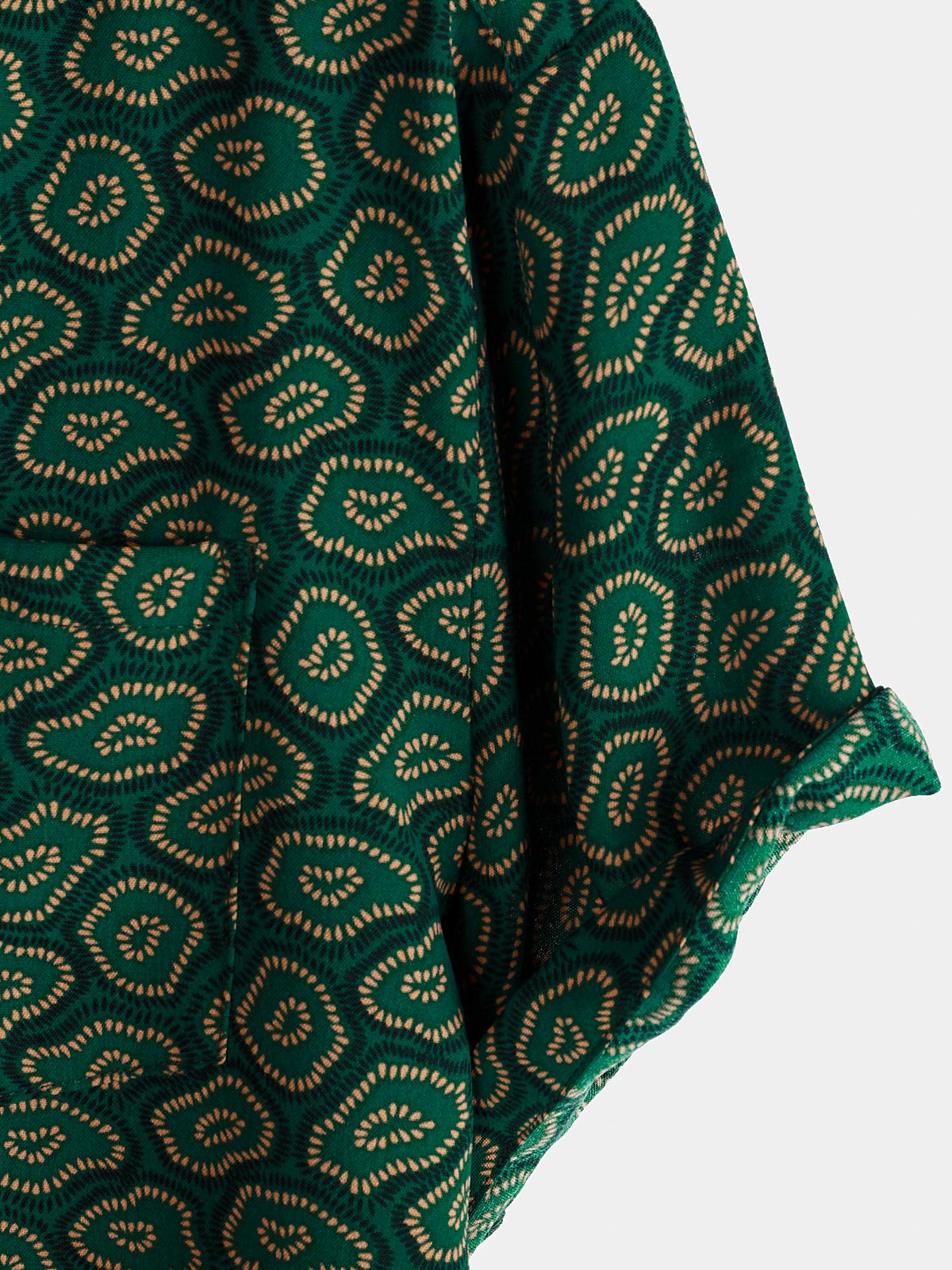 Chemise à manches courtes et poche pour homme, motif abstrait vert