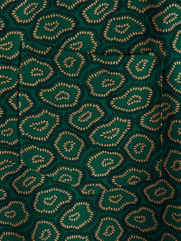 Chemise à manches courtes et poche pour homme, motif abstrait vert