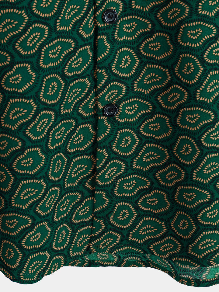 Chemise à manches courtes et poche pour homme, motif abstrait vert