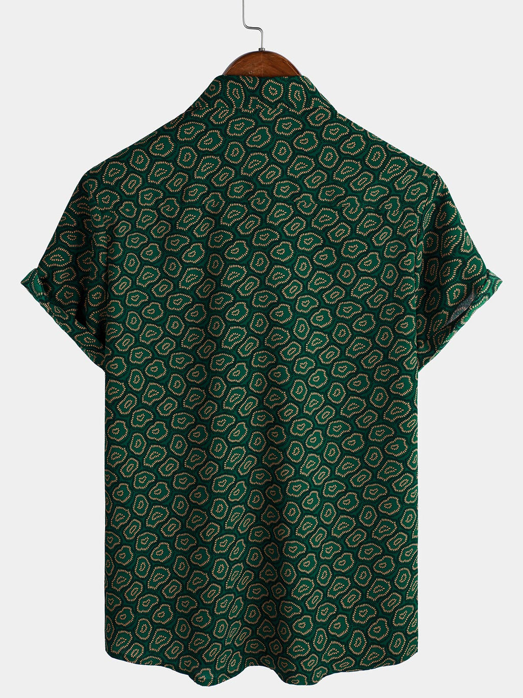 Chemise à manches courtes et poche pour homme, motif abstrait vert