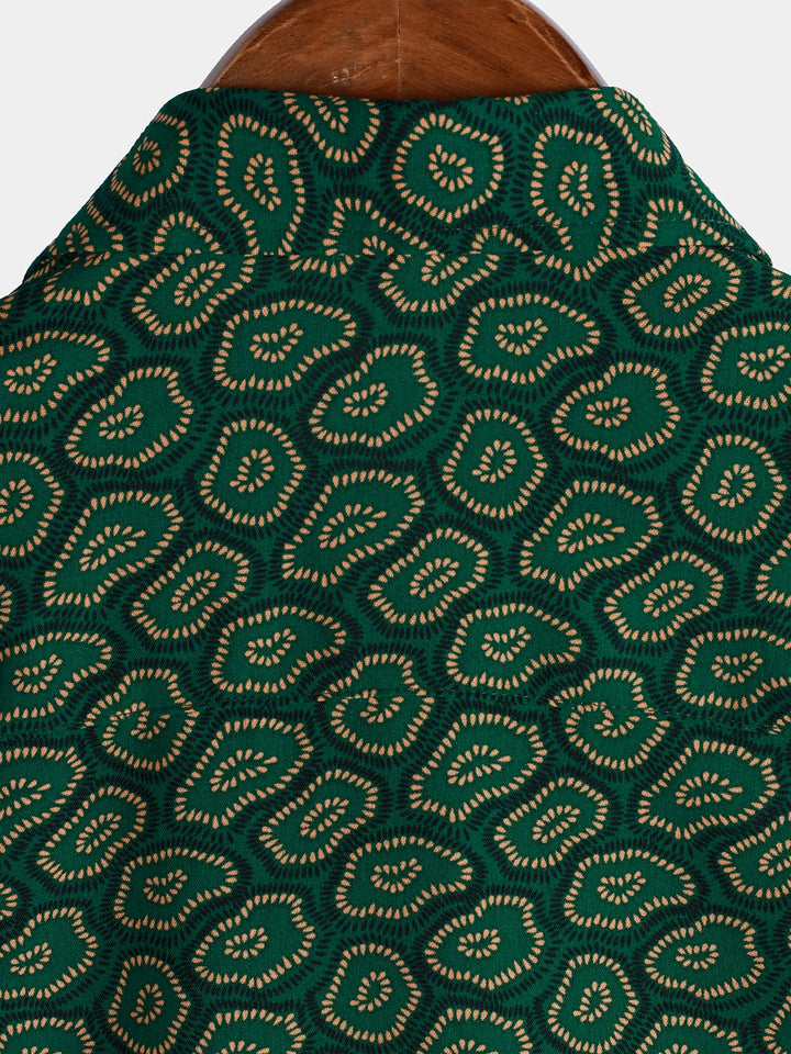 Chemise à manches courtes et poche pour homme, motif abstrait vert