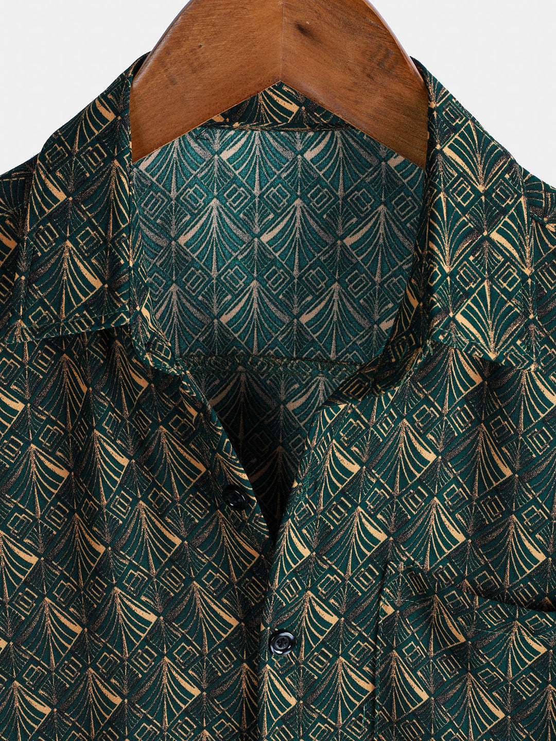 Chemise de vacances à manches courtes et poches à imprimé géométrique rétro pour homme